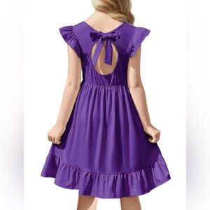 NEW WITH TAGS Girls Size 4-5T 110 Purple Open-Back Dress with Bow